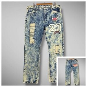 Vintage Chicago Bulls Diamond Stash Acid Wash Jeans Mens 36x34 Back To Back‎